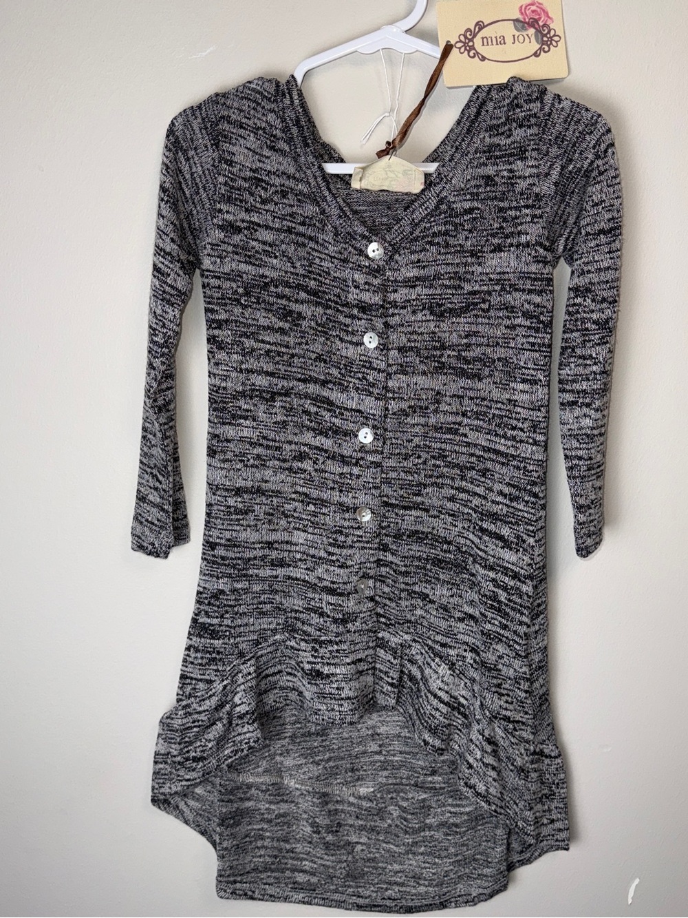 Mia Joy Black & Gray Marled Button-Front Cardigan 2T